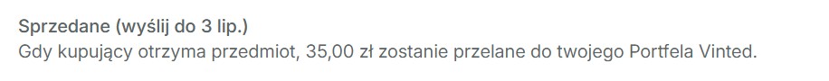 Przykład zarabiania na Vinted z Selliqo - efekt 3