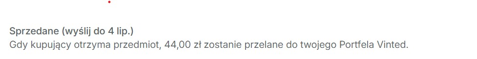 Przykład zarabiania na Vinted z Selliqo - efekt 5