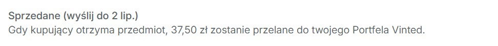 Przykład zarabiania na Vinted z Selliqo - efekt 9
